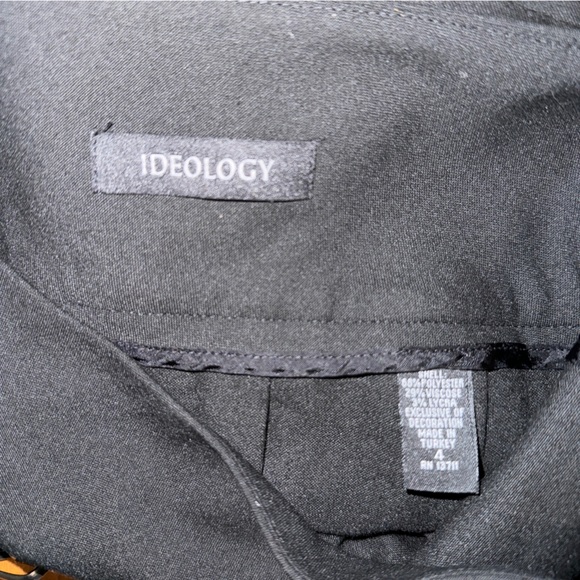 Ideology Black Layered Pleated Mini Skirt with Metal Fabric Chain Goth Punk Hip - Picture 7 of 8